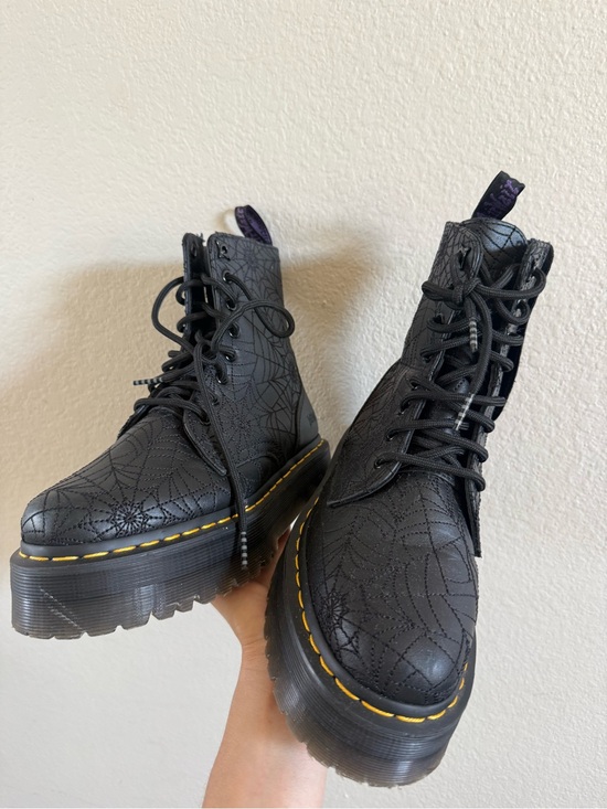 Dr. Martens Shoes - Dr. Martens Jadon Wednesday Leather Platform Boots Black Multi Size Nappa Lux